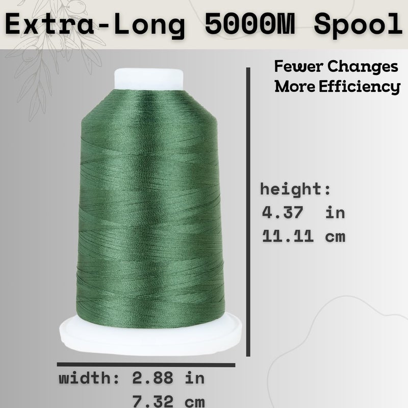 simthread Trilobal Polyester Thread – 5000M (5500yds) No.40 – Super Sheen, Tangle-Free – Built-in Thread Lock Spool – Compatible with Brother, Singer, Janome & More, Green-519 - Image 3
